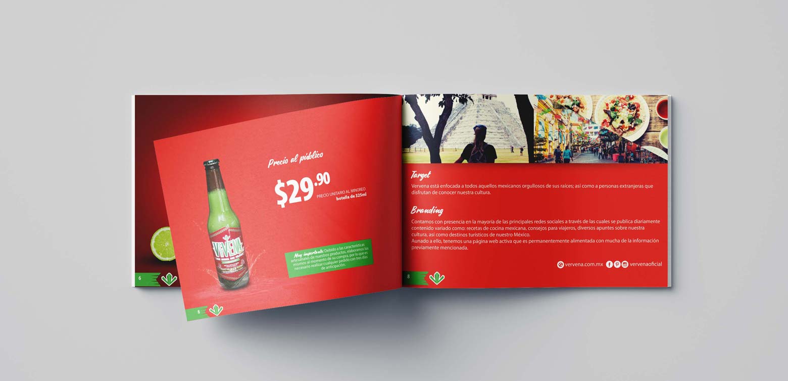 Agencia de publicidad diseño gráfico diseño editorial carpeta de ventas book corporativo pulque embotellado vervena